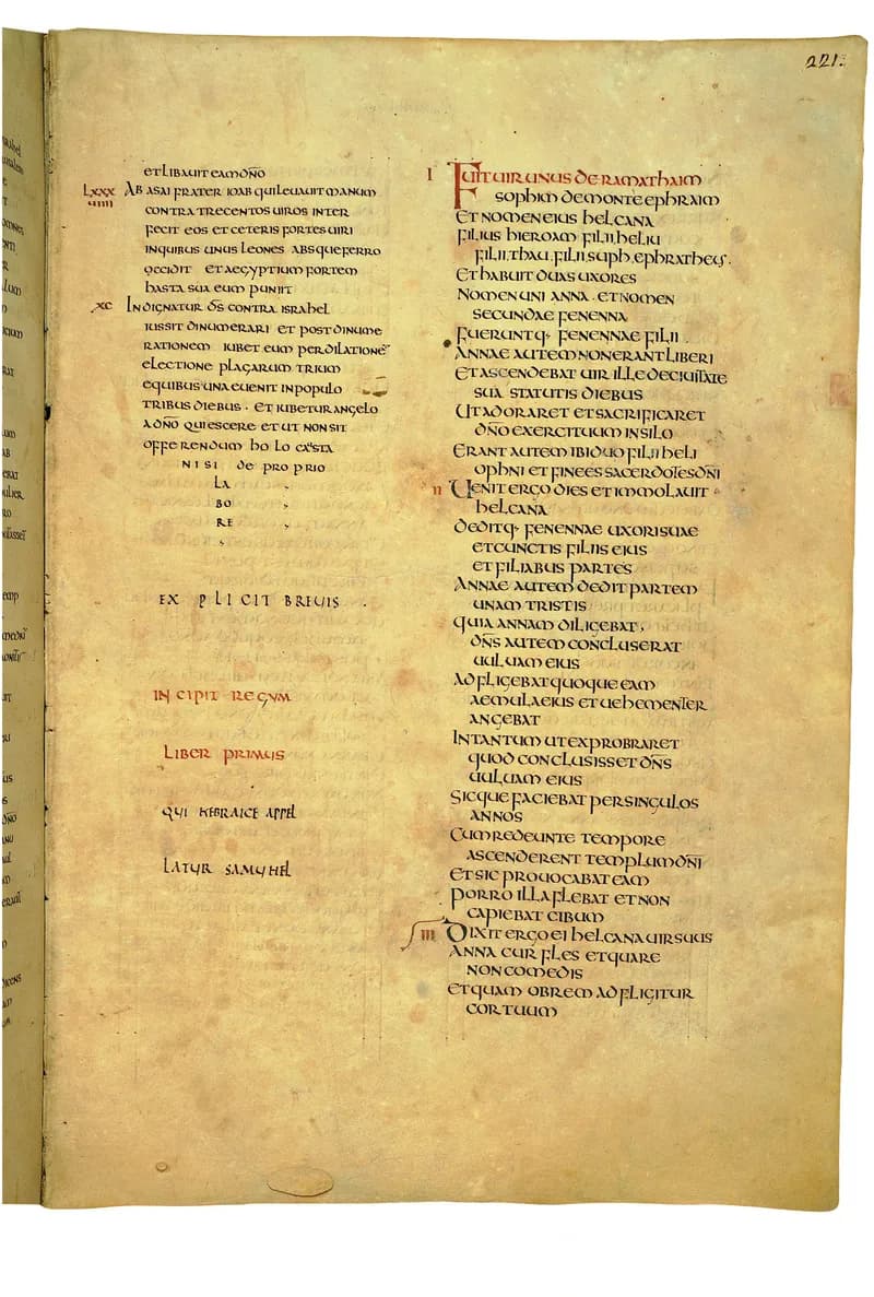 Codex Amiatinus, 2 Samuel 15 (canvas 439) by Master of the Codex Amiatinus (Monkwearmouth-Jarrow scriptorium) depicting 2 Samuel 15