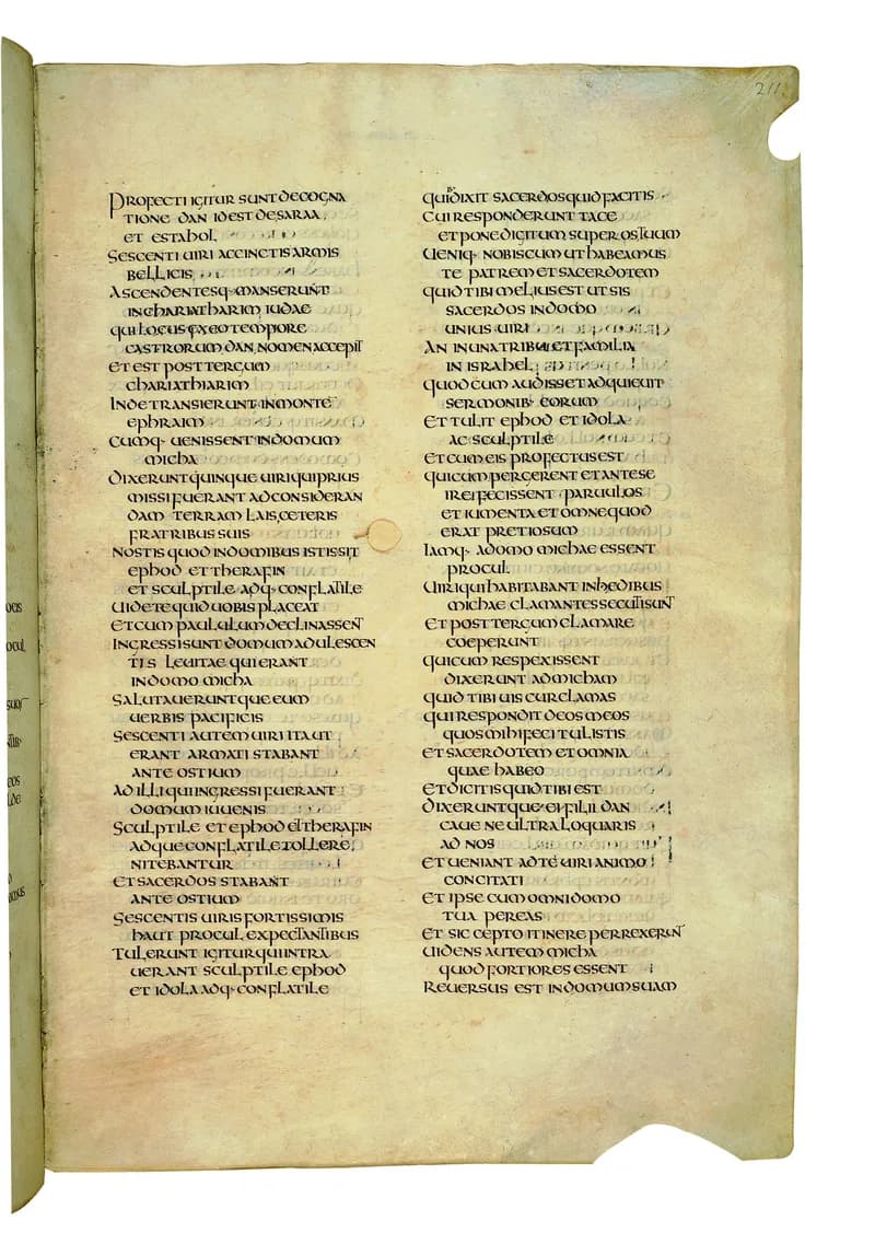 Codex Amiatinus, 2 Samuel 2 (canvas 419) by Master of the Codex Amiatinus (Monkwearmouth-Jarrow scriptorium) depicting 2 Samuel 2