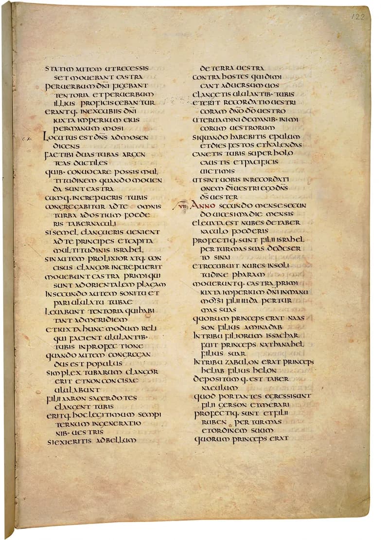 Codex Amiatinus, Deuteronomy 1 (canvas 241) by Master of the Codex Amiatinus (Monkwearmouth-Jarrow scriptorium) depicting Deuteronomy 1