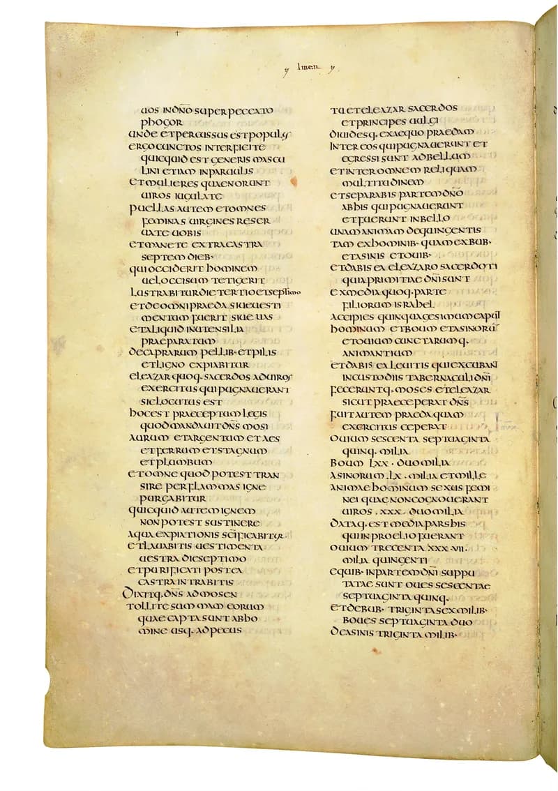Codex Amiatinus, Deuteronomy 25 (canvas 278) by Master of the Codex Amiatinus (Monkwearmouth-Jarrow scriptorium) depicting Deuteronomy 25