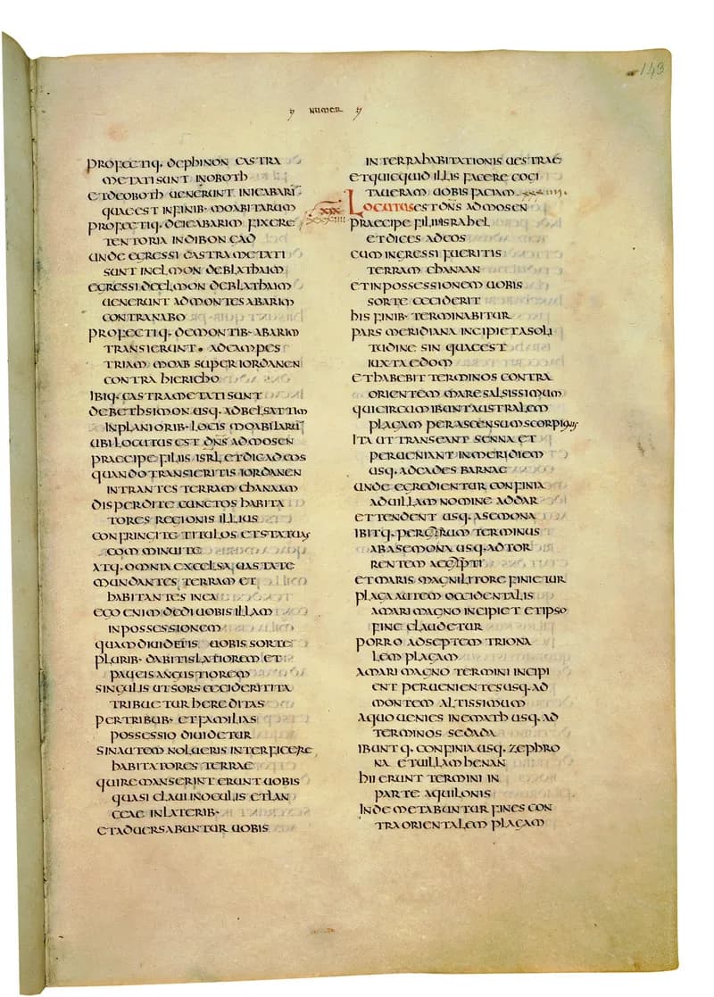 Codex Amiatinus, Deuteronomy 28 (canvas 283) by Master of the Codex Amiatinus (Monkwearmouth-Jarrow scriptorium) depicting Deuteronomy 28