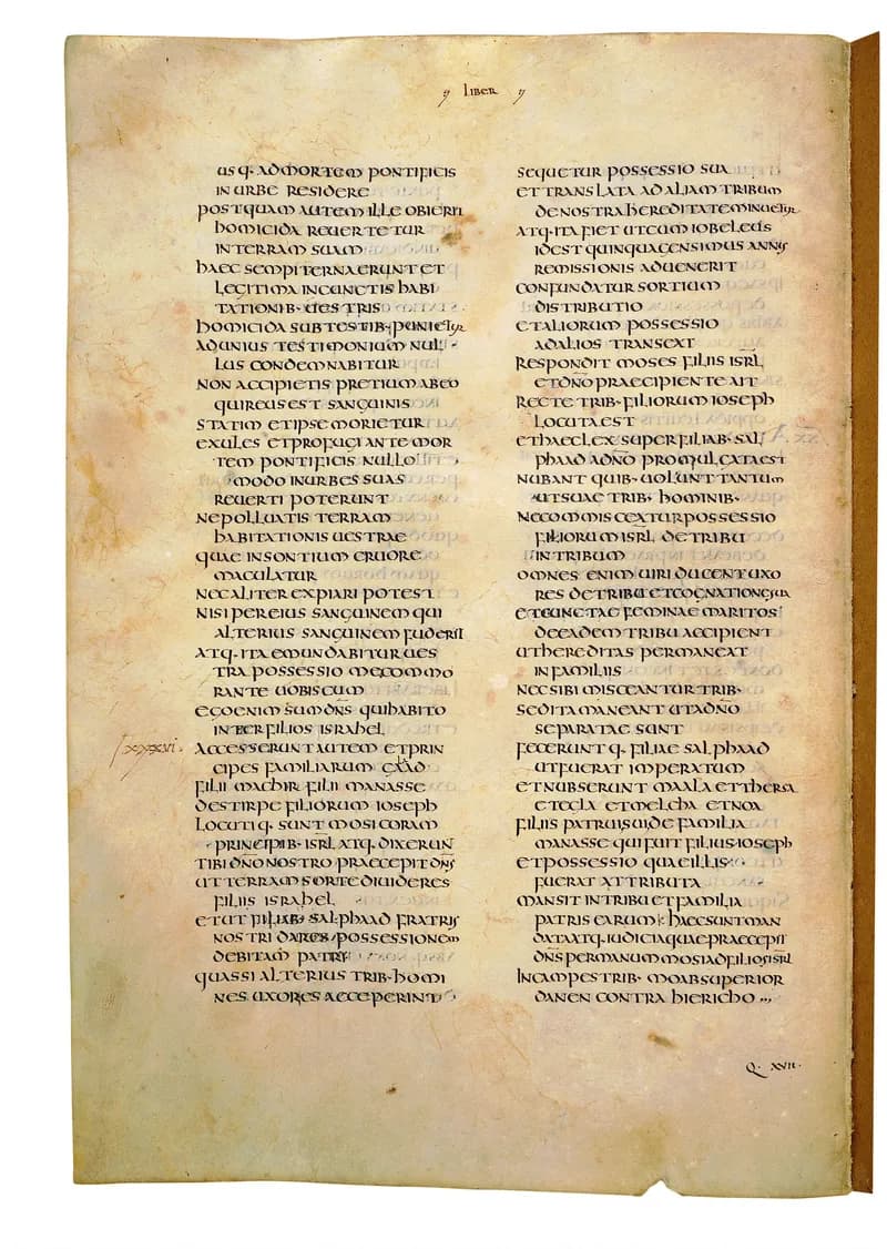 Codex Amiatinus, Deuteronomy 30 (canvas 286) by Master of the Codex Amiatinus (Monkwearmouth-Jarrow scriptorium) depicting Deuteronomy 30