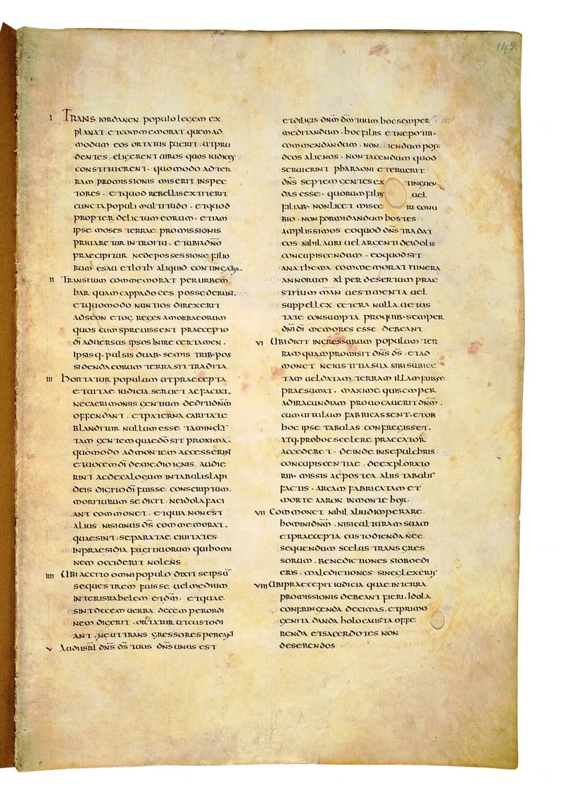 Codex Amiatinus, Deuteronomy 31 (canvas 287) by Master of the Codex Amiatinus (Monkwearmouth-Jarrow scriptorium) depicting Deuteronomy 31