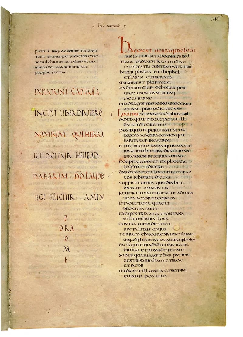 Codex Amiatinus, Deuteronomy 32 (canvas 289) by Master of the Codex Amiatinus (Monkwearmouth-Jarrow scriptorium) depicting Deuteronomy 32