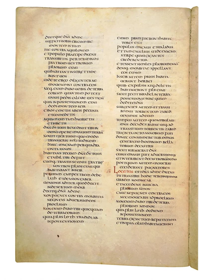 Codex Amiatinus, Deuteronomy 34 (canvas 292) by Master of the Codex Amiatinus (Monkwearmouth-Jarrow scriptorium) depicting Deuteronomy 34