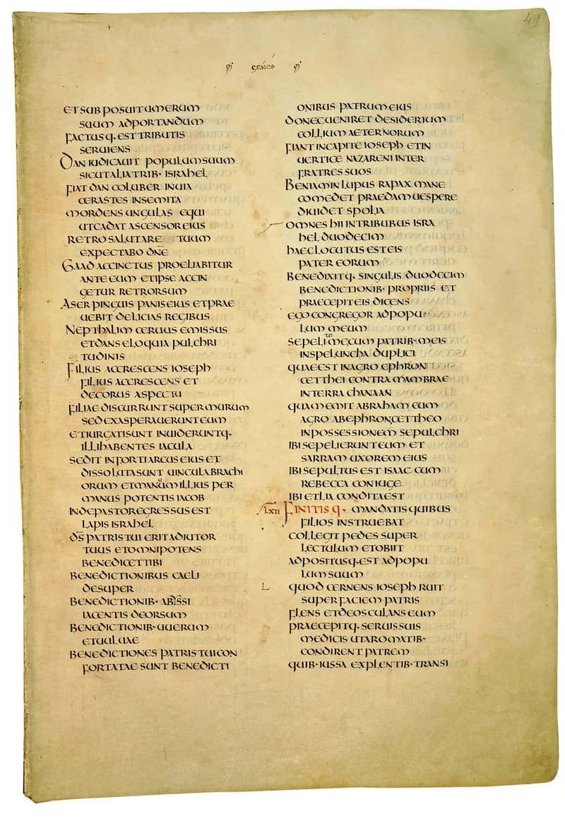 Codex Amiatinus, Exodus 10 (canvas 95) by Master of the Codex Amiatinus (Monkwearmouth-Jarrow scriptorium) depicting Exodus 10