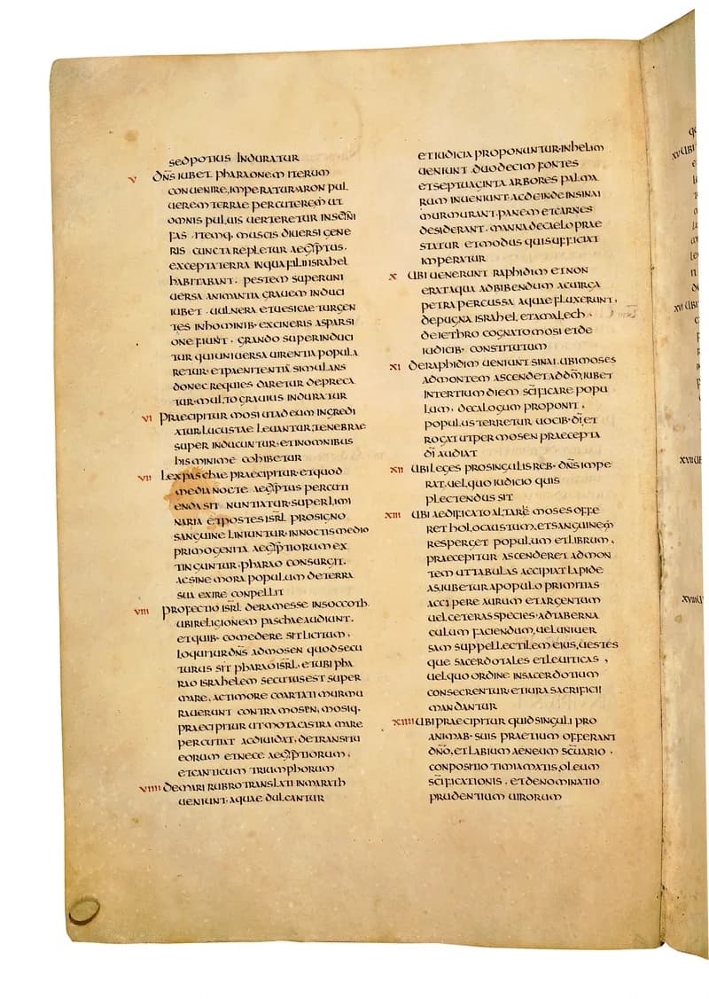 Codex Amiatinus, Exodus 12 (canvas 98) by Master of the Codex Amiatinus (Monkwearmouth-Jarrow scriptorium) depicting Exodus 12