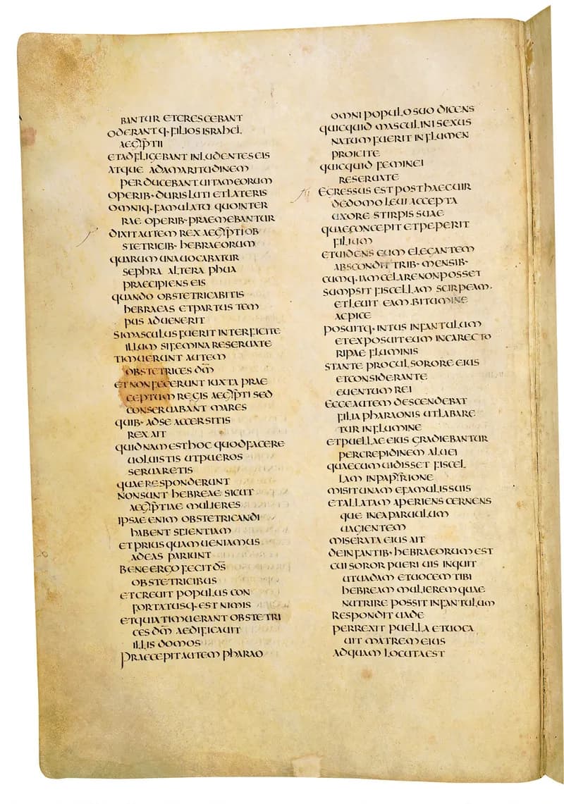 Codex Amiatinus, Exodus 13 (canvas 100) by Master of the Codex Amiatinus (Monkwearmouth-Jarrow scriptorium) depicting Exodus 13