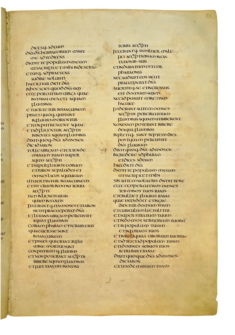 Codex Amiatinus, Exodus 19 (canvas 109) by Master of the Codex Amiatinus (Monkwearmouth-Jarrow scriptorium) depicting Exodus 19