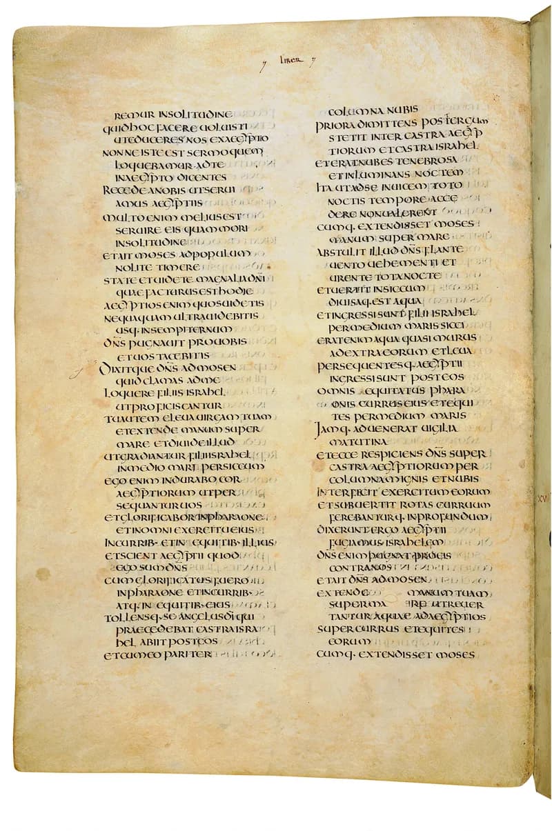 Codex Amiatinus, Exodus 27 (canvas 122) by Master of the Codex Amiatinus (Monkwearmouth-Jarrow scriptorium) depicting Exodus 27