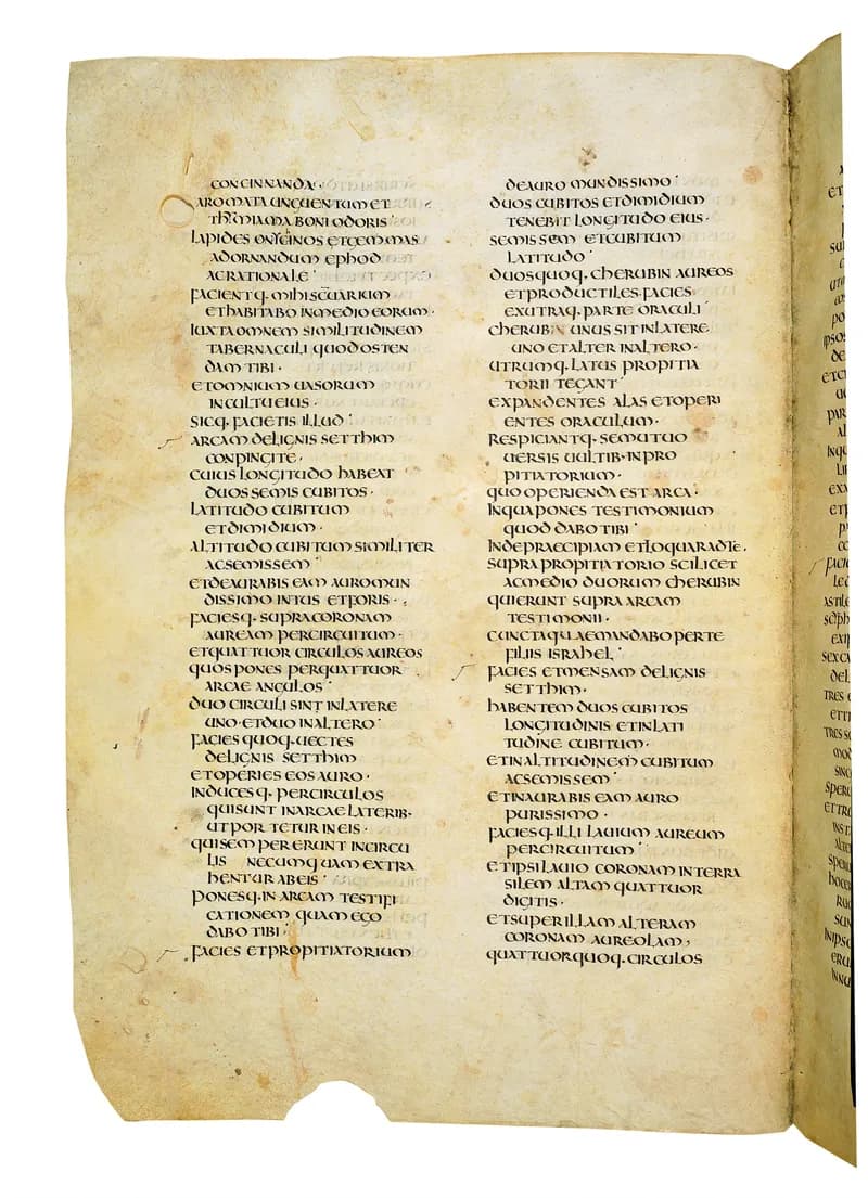 Codex Amiatinus, Exodus 39 (canvas 140) by Master of the Codex Amiatinus (Monkwearmouth-Jarrow scriptorium) depicting Exodus 39