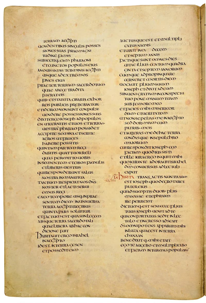 Codex Amiatinus, Exodus 8 (canvas 92) by Master of the Codex Amiatinus (Monkwearmouth-Jarrow scriptorium) depicting Exodus 8