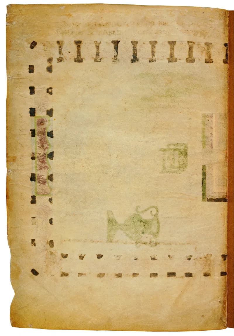 Codex Amiatinus, Genesis 1 (canvas 4) by Master of the Codex Amiatinus (Monkwearmouth-Jarrow scriptorium) depicting Genesis 1