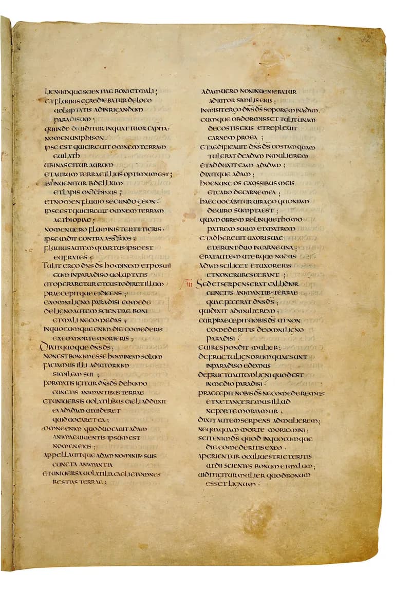 Codex Amiatinus, Genesis 12 (canvas 21) by Master of the Codex Amiatinus (Monkwearmouth-Jarrow scriptorium) depicting Genesis 12