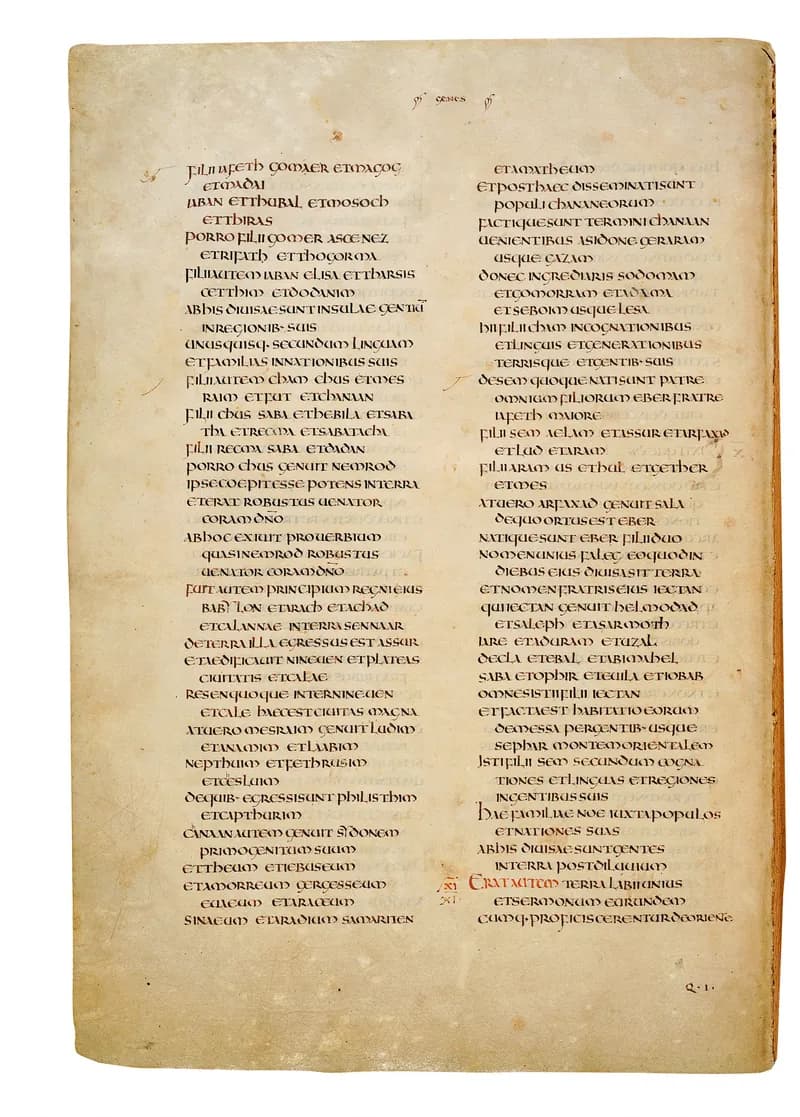 Codex Amiatinus, Genesis 18 (canvas 30) by Master of the Codex Amiatinus (Monkwearmouth-Jarrow scriptorium) depicting Genesis 18