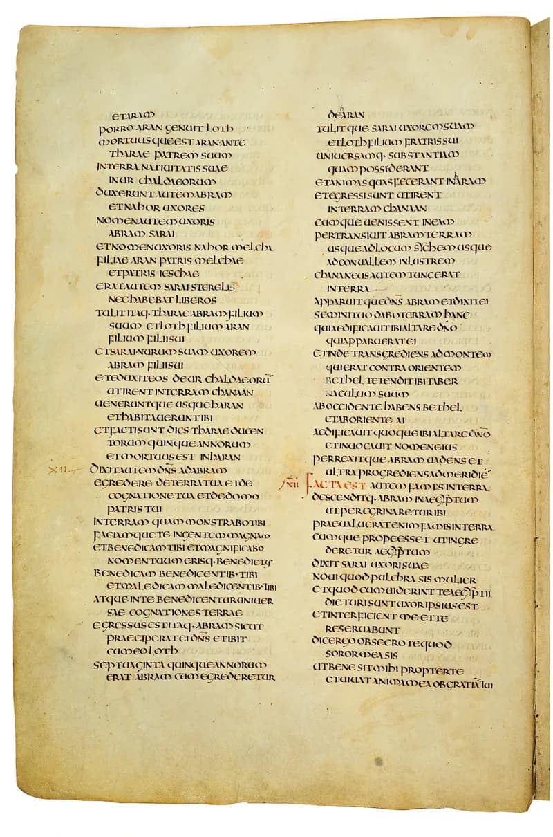 Codex Amiatinus, Genesis 19 (canvas 32) by Master of the Codex Amiatinus (Monkwearmouth-Jarrow scriptorium) depicting Genesis 19
