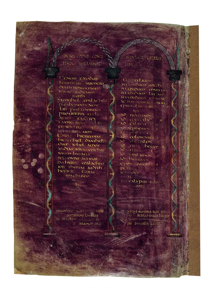 Codex Amiatinus, Genesis 2 (canvas 6) by Master of the Codex Amiatinus (Monkwearmouth-Jarrow scriptorium) depicting Genesis 2