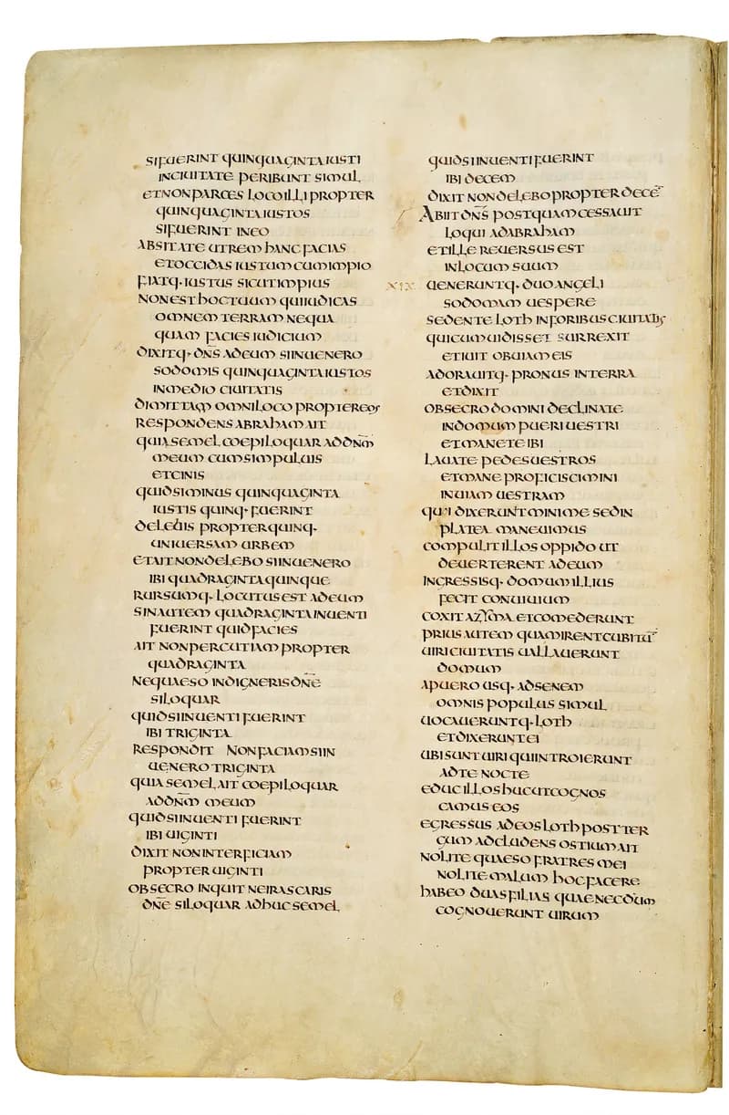Codex Amiatinus, Genesis 24 (canvas 40) by Master of the Codex Amiatinus (Monkwearmouth-Jarrow scriptorium) depicting Genesis 24