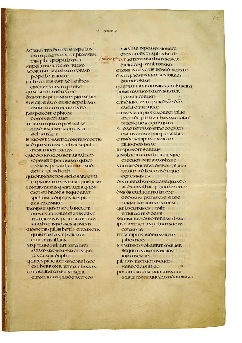Codex Amiatinus, Genesis 29 (canvas 47) by Master of the Codex Amiatinus (Monkwearmouth-Jarrow scriptorium) depicting Genesis 29