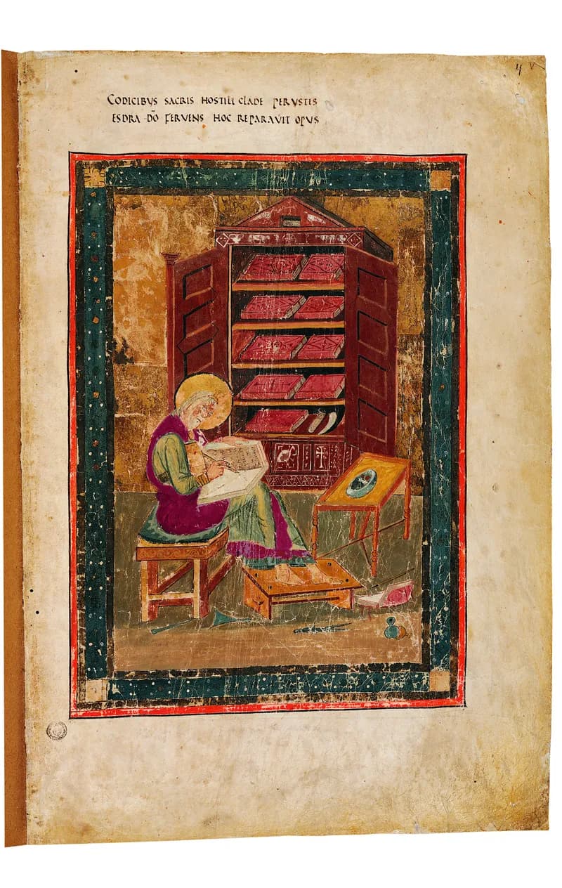 Codex Amiatinus, Genesis 3 (canvas 7) by Master of the Codex Amiatinus (Monkwearmouth-Jarrow scriptorium) depicting Genesis 3