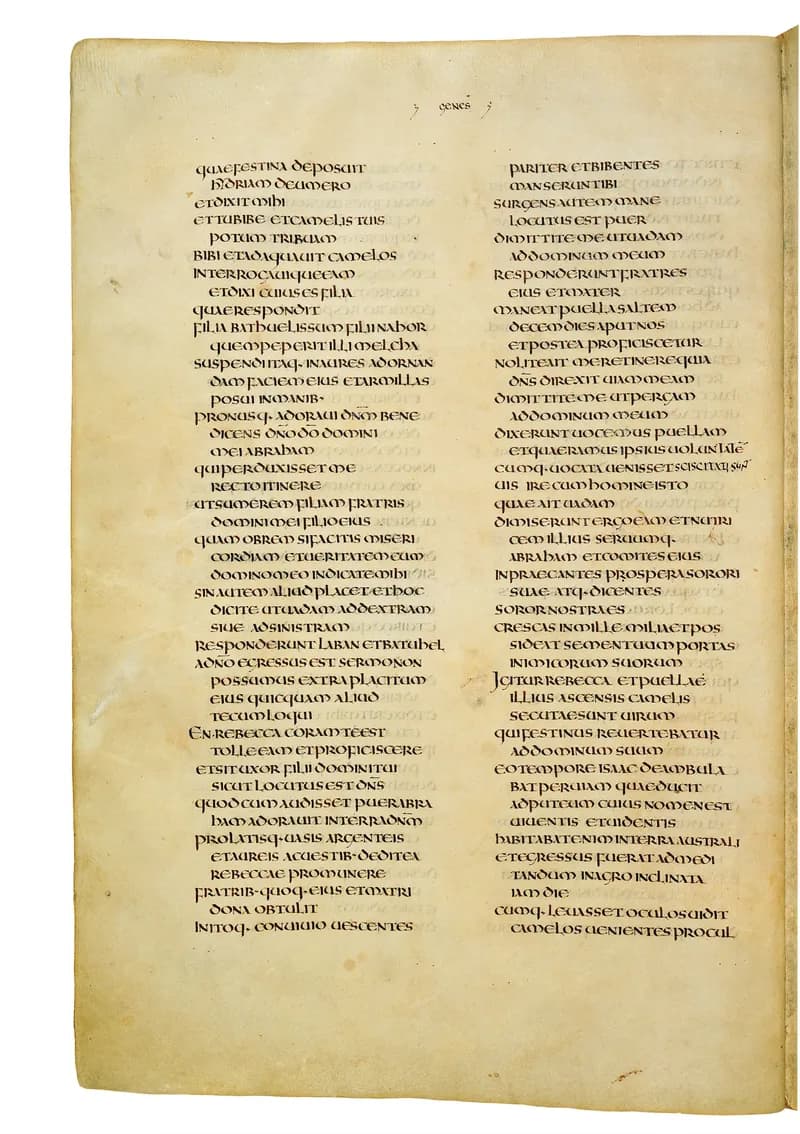 Codex Amiatinus, Genesis 31 (canvas 50) by Master of the Codex Amiatinus (Monkwearmouth-Jarrow scriptorium) depicting Genesis 31