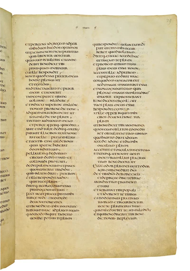 Codex Amiatinus, Genesis 34 (canvas 55) by Master of the Codex Amiatinus (Monkwearmouth-Jarrow scriptorium) depicting Genesis 34