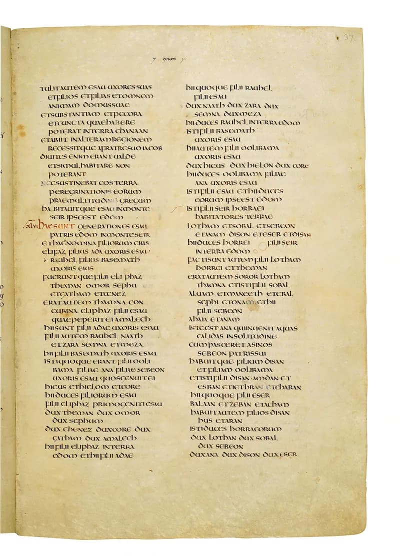 Codex Amiatinus, Genesis 44 (canvas 71) by Master of the Codex Amiatinus (Monkwearmouth-Jarrow scriptorium) depicting Genesis 44