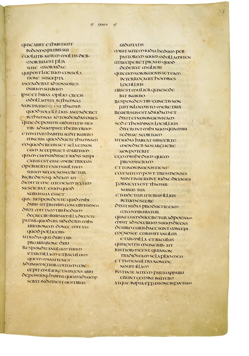 Codex Amiatinus, Genesis 47 (canvas 75) by Master of the Codex Amiatinus (Monkwearmouth-Jarrow scriptorium) depicting Genesis 47