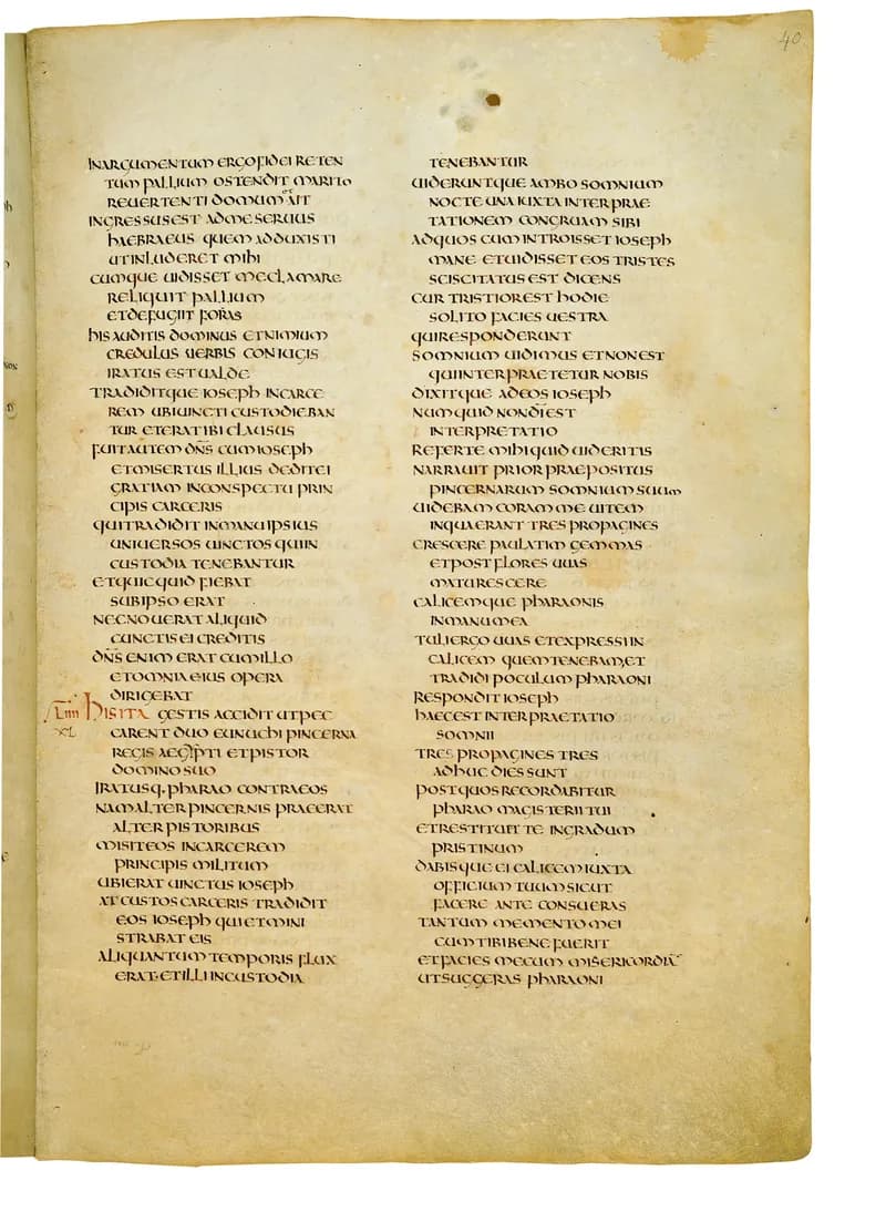 Codex Amiatinus, Genesis 48 (canvas 77) by Master of the Codex Amiatinus (Monkwearmouth-Jarrow scriptorium) depicting Genesis 48