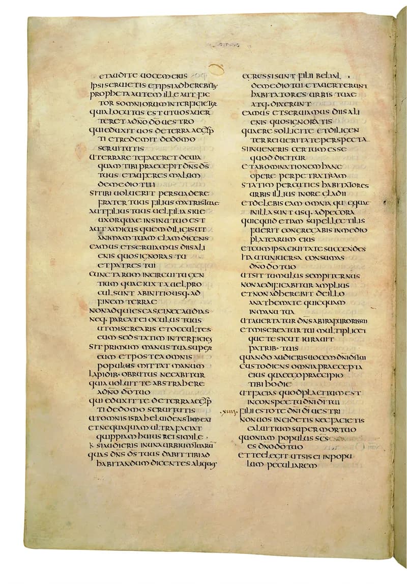 Codex Amiatinus, Joshua 13 (canvas 312) by Master of the Codex Amiatinus (Monkwearmouth-Jarrow scriptorium) depicting Joshua 13