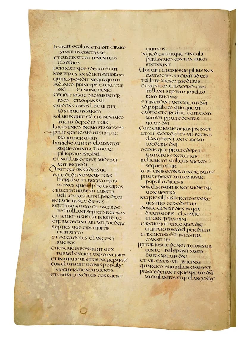 Codex Amiatinus, Judges 16 (canvas 354) by Master of the Codex Amiatinus (Monkwearmouth-Jarrow scriptorium) depicting Judges 16