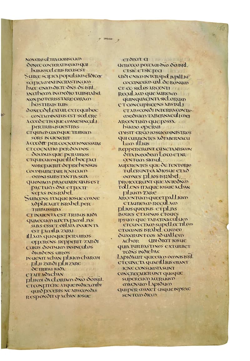 Codex Amiatinus, Judges 18 (canvas 357) by Master of the Codex Amiatinus (Monkwearmouth-Jarrow scriptorium) depicting Judges 18
