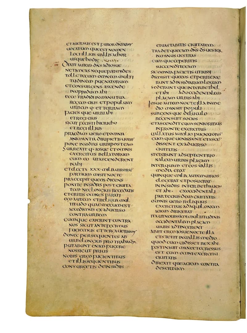 Codex Amiatinus, Judges 19 (canvas 358) by Master of the Codex Amiatinus (Monkwearmouth-Jarrow scriptorium) depicting Judges 19