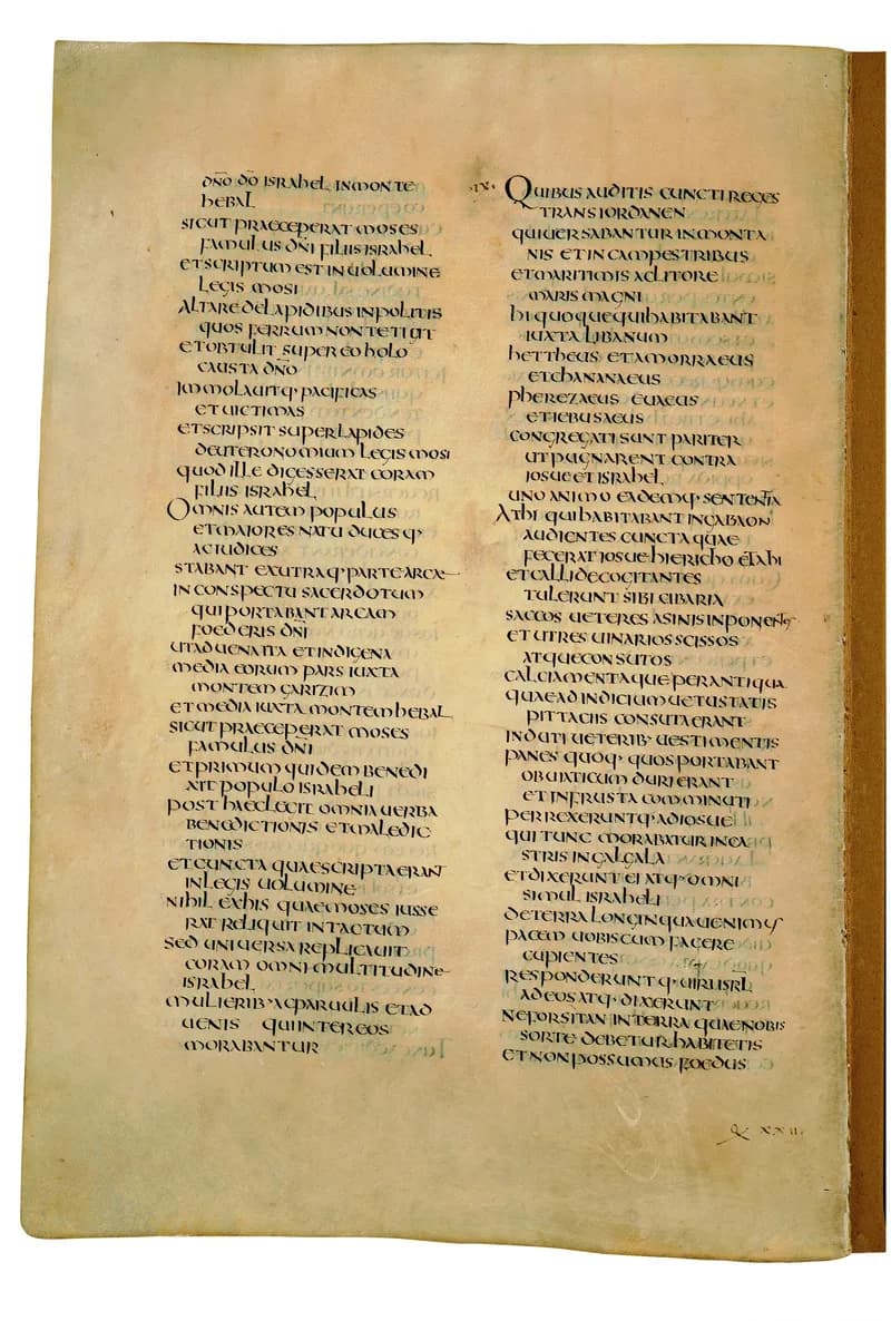 Codex Amiatinus, Judges 20 (canvas 360) by Master of the Codex Amiatinus (Monkwearmouth-Jarrow scriptorium) depicting Judges 20