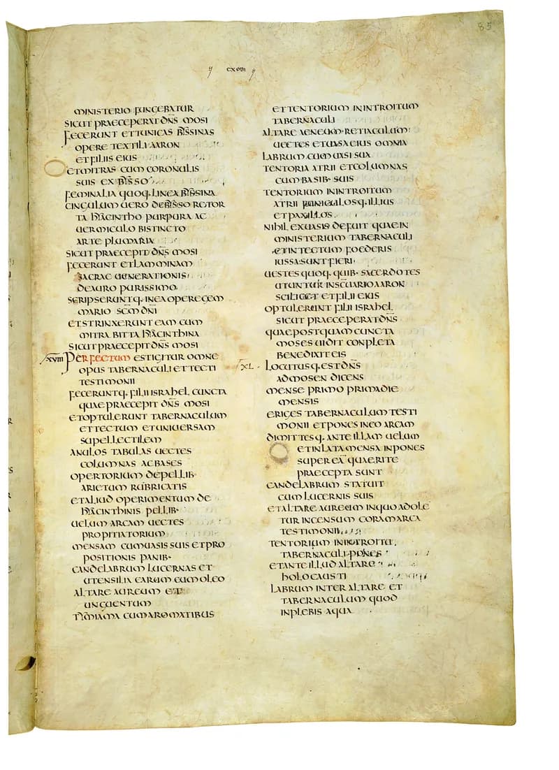 Codex Amiatinus, Leviticus 16 (canvas 167) by Master of the Codex Amiatinus (Monkwearmouth-Jarrow scriptorium) depicting Leviticus 16