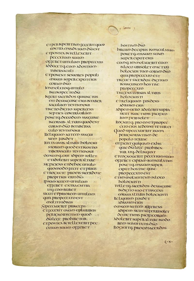 Codex Amiatinus, Leviticus 21 (canvas 174) by Master of the Codex Amiatinus (Monkwearmouth-Jarrow scriptorium) depicting Leviticus 21