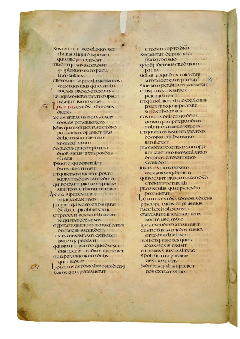 Codex Amiatinus, Leviticus 22 (canvas 176) by Master of the Codex Amiatinus (Monkwearmouth-Jarrow scriptorium) depicting Leviticus 22
