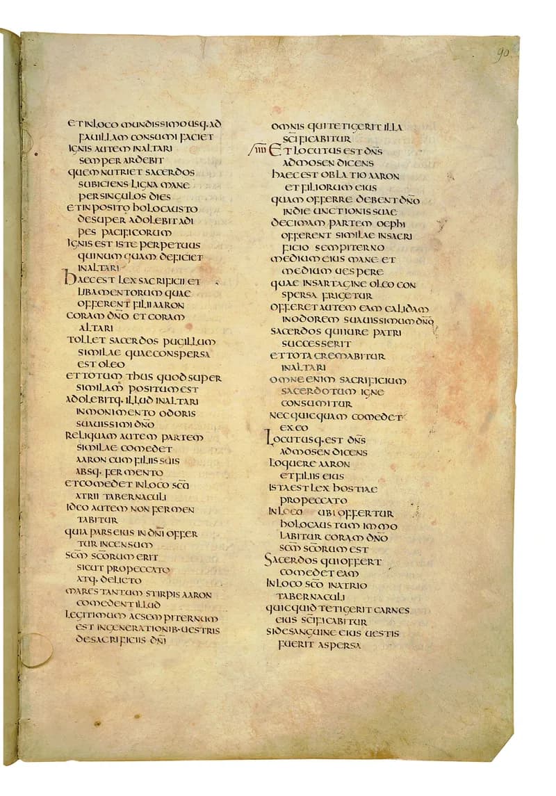Codex Amiatinus, Leviticus 23 (canvas 177) by Master of the Codex Amiatinus (Monkwearmouth-Jarrow scriptorium) depicting Leviticus 23