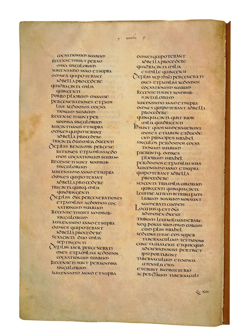 Codex Amiatinus, Numbers 25 (canvas 222) by Master of the Codex Amiatinus (Monkwearmouth-Jarrow scriptorium) depicting Numbers 25