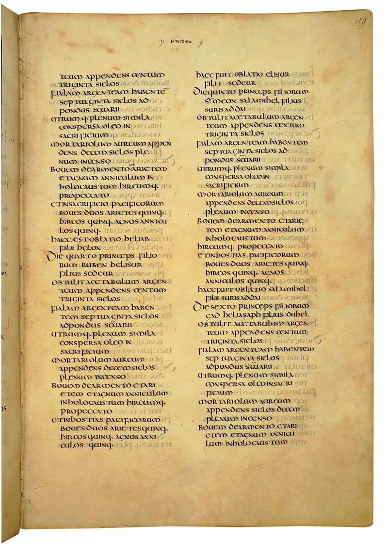 Codex Amiatinus, Numbers 33 (canvas 235) by Master of the Codex Amiatinus (Monkwearmouth-Jarrow scriptorium) depicting Numbers 33