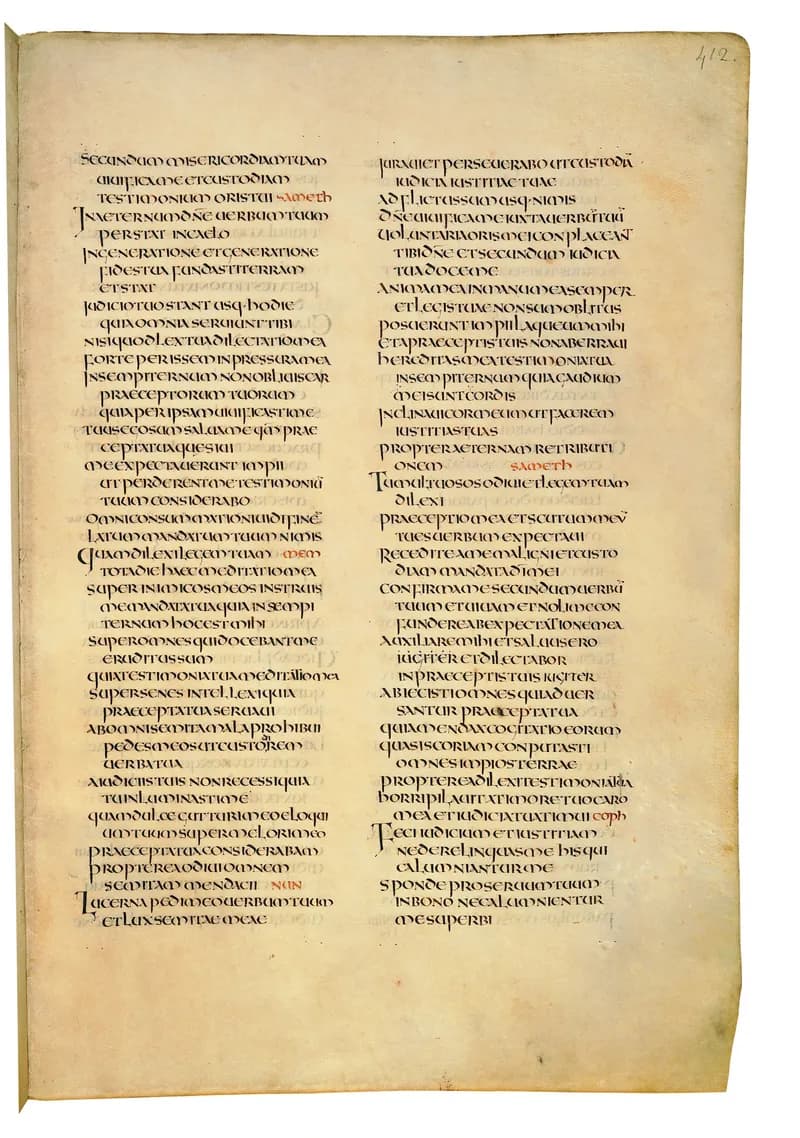 Codex Amiatinus, Psalms 21 (canvas 821) by Master of the Codex Amiatinus (Monkwearmouth-Jarrow scriptorium) depicting Psalms 21