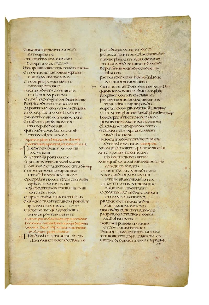 Codex Amiatinus, Psalms 8 (canvas 801) by Master of the Codex Amiatinus (Monkwearmouth-Jarrow scriptorium) depicting Psalms 8