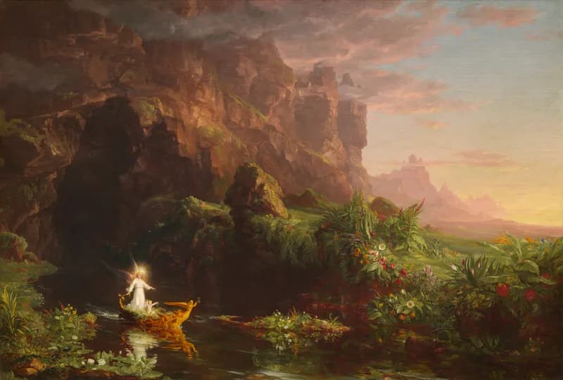 The Voyage of Life — Childhood by Thomas Cole depicting 2 Corinthians 5:6