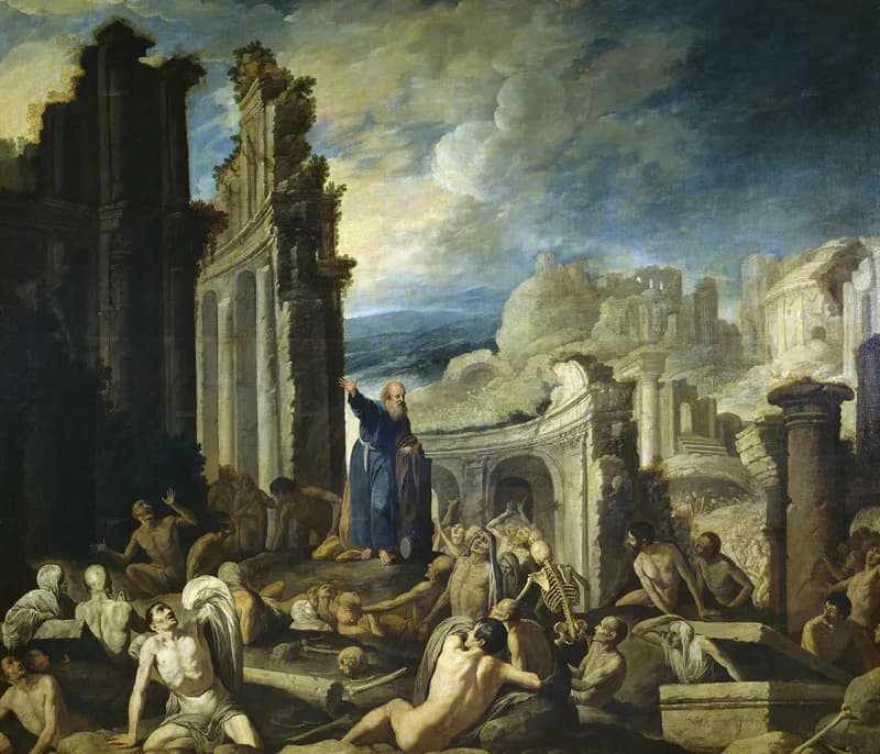 The Vision of Ezekiel by Francisco Collantes depicting Ezekiel 37:1