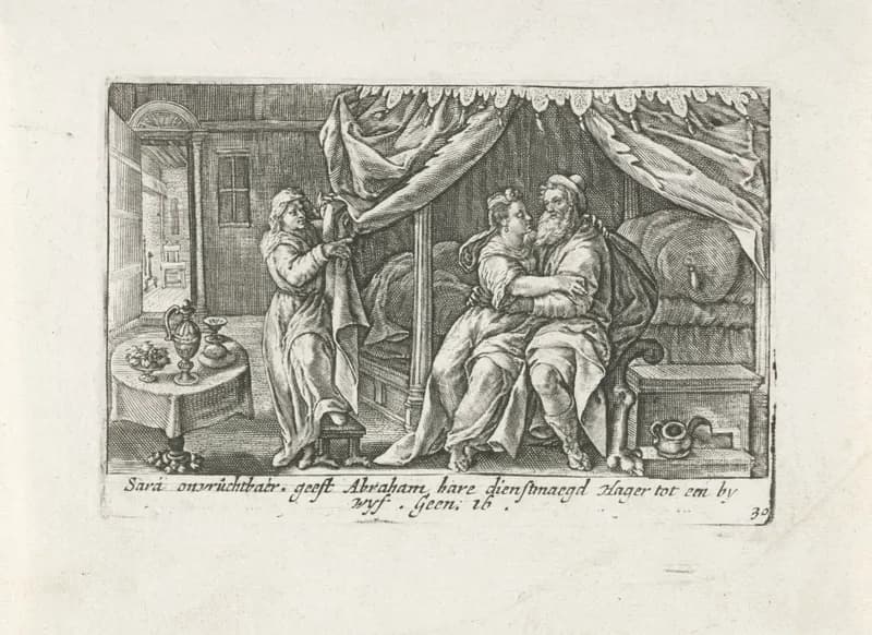 Abraham en Hagar by Crispijn van de Passe depicting Genesis 21