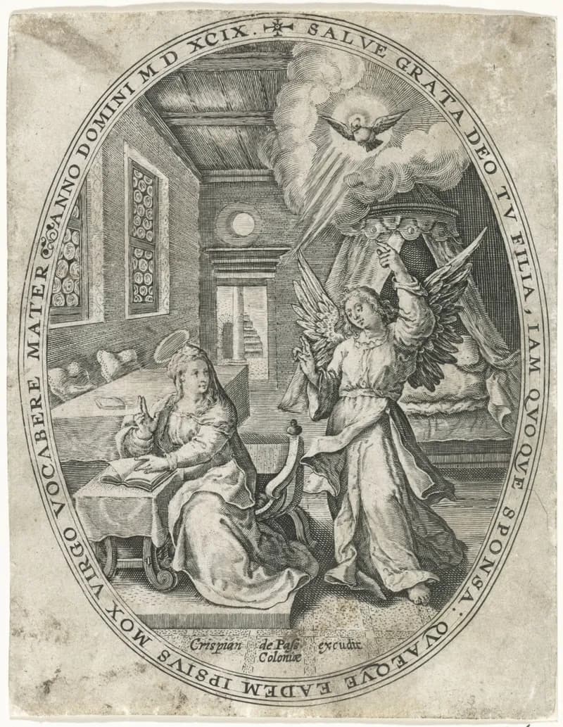 Annunciatie by Crispijn van de Passe depicting Luke 1