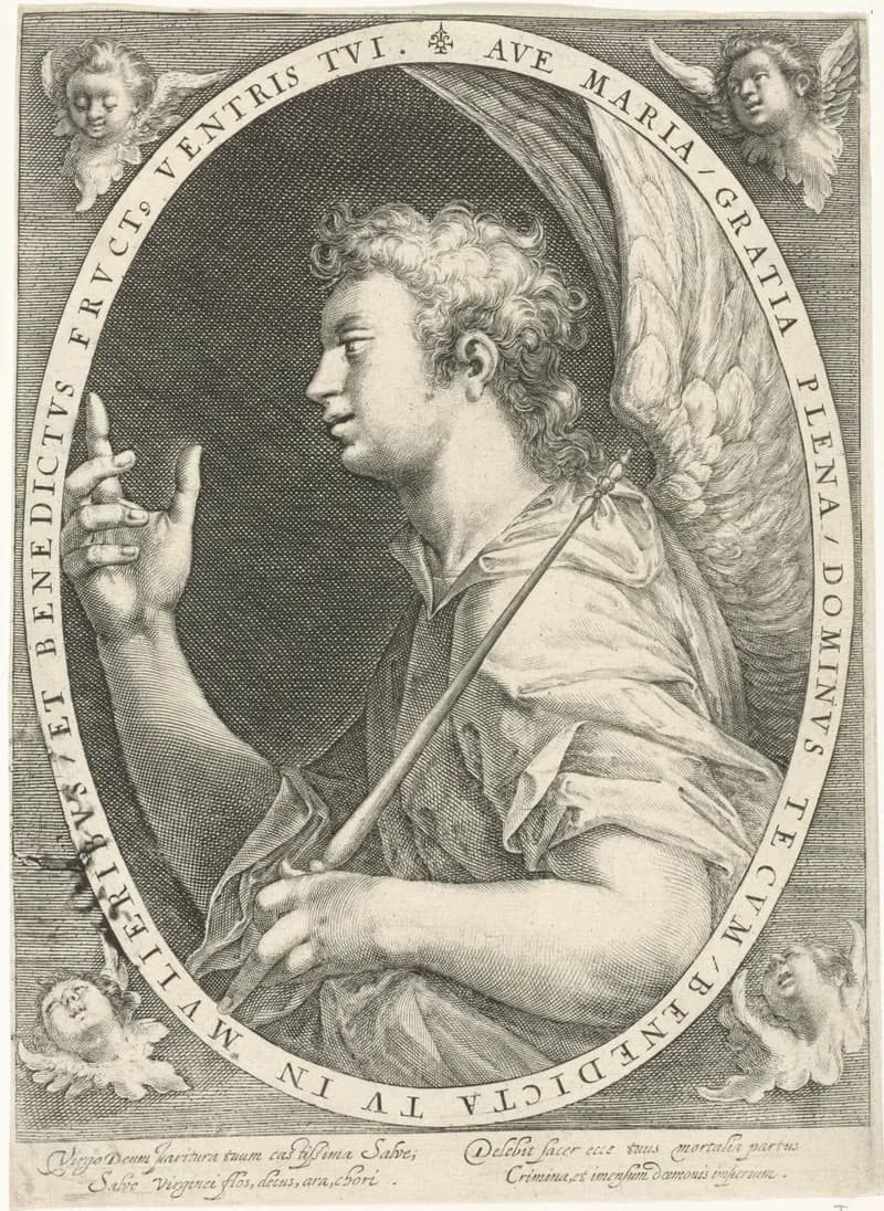 Annunciatie (engel Gabriël) by Crispijn van de Passe depicting Luke 1