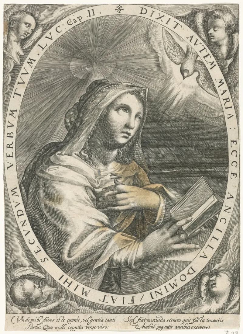 Annunciatie (Maagd Maria) by Crispijn van de Passe depicting Luke 1
