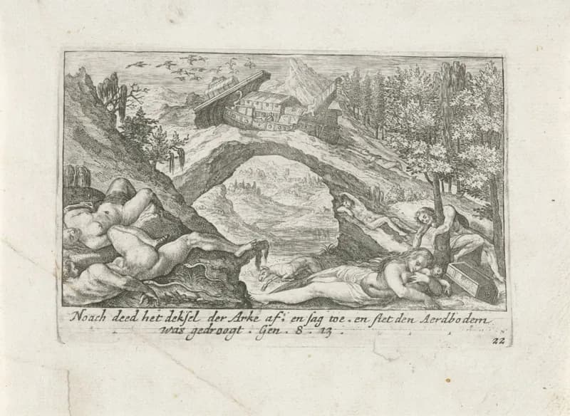 De aarde na de zondvloed by Crispijn van de Passe depicting Genesis 7