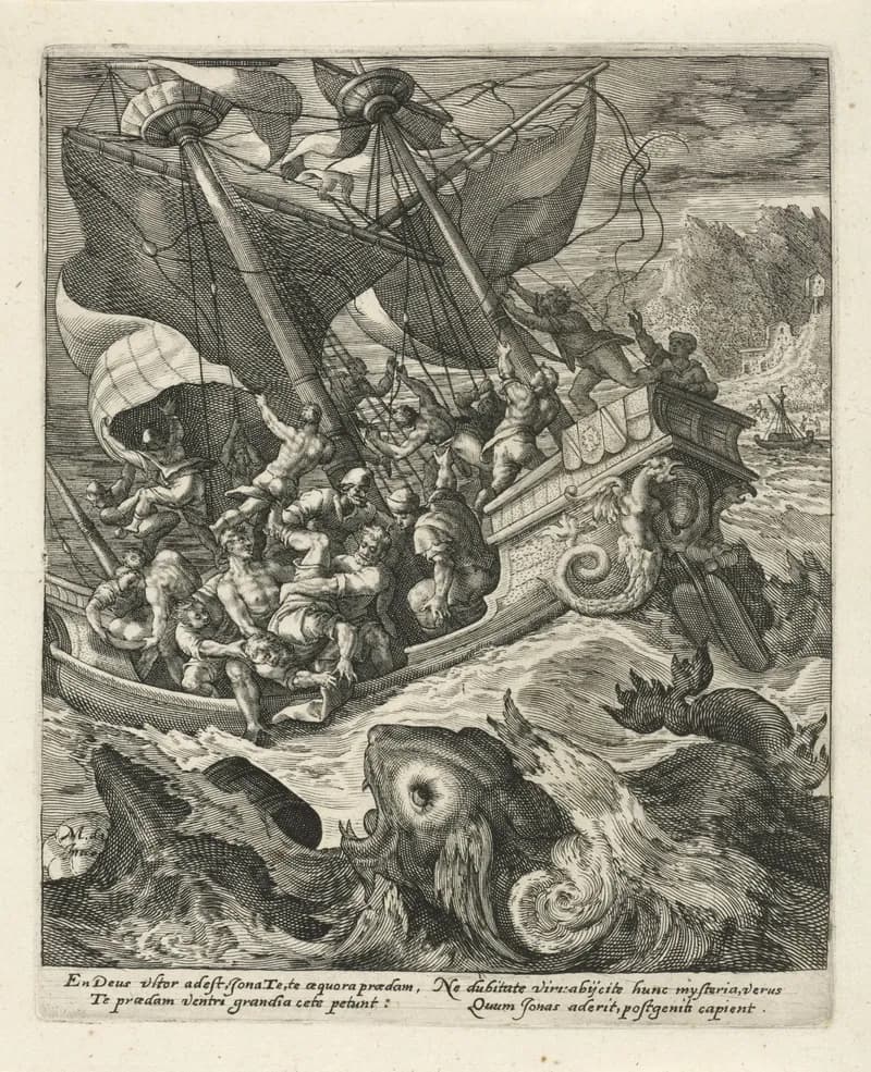 Geschiedenis van Jona by Crispijn van de Passe depicting Jonah 2